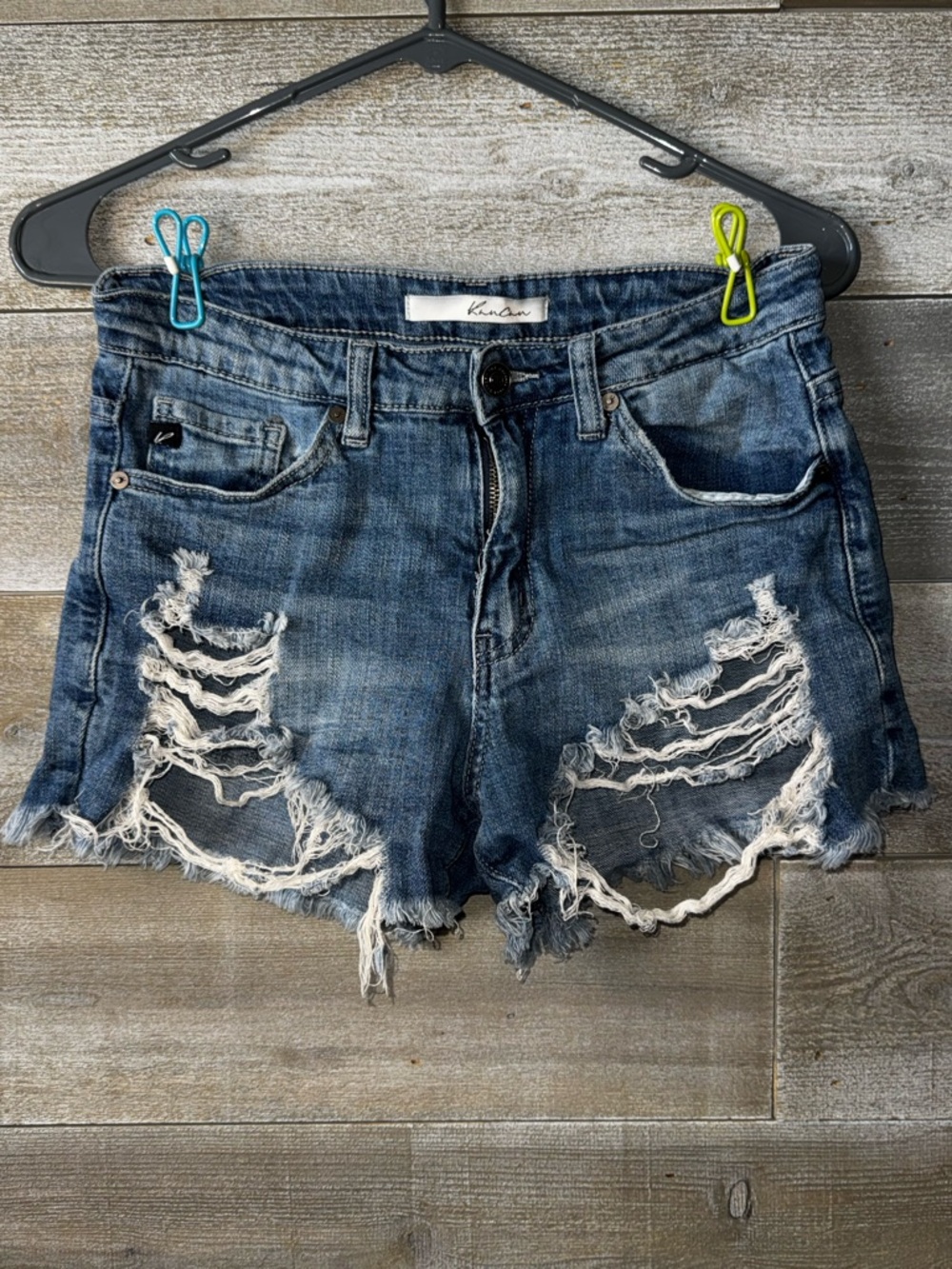 KanCan Distressed Dark Blue Denim Cutoff Shorts